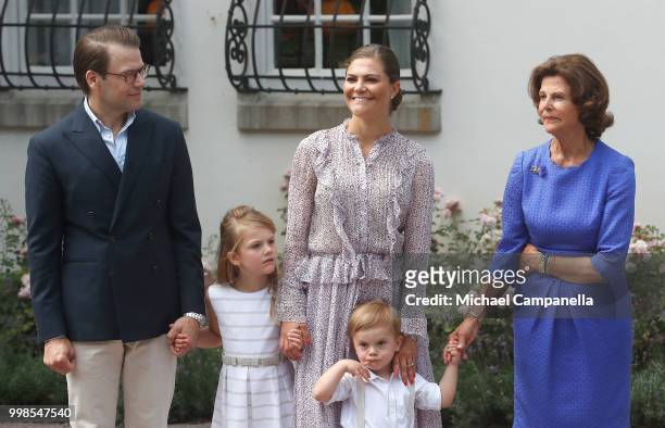 Prince Daniel of Sweden, Princess Estelle of Sweden, Crown Princess Victoria of Sweden, Prince Oscar of Sweden and Queen Silvia of Sweden during the...