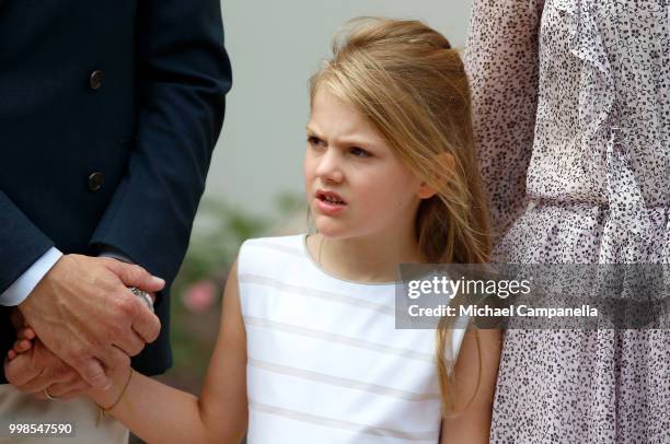 Princess Estelle of Sweden during the occasion of The Crown Princess Victoria of Sweden's 41st birthday celebrations at Solliden Palace on July 14,...