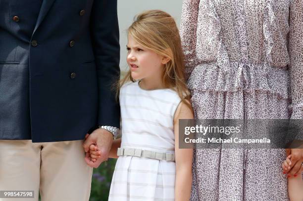 Princess Estelle of Sweden during the occasion of The Crown Princess Victoria of Sweden's 41st birthday celebrations at Solliden Palace on July 14,...