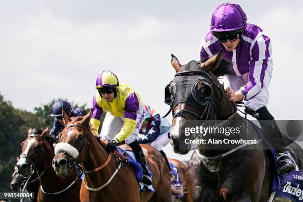 Ryan Moore riding US Navy Flag win The Darley July Cup at Newmarket Racecourse on July 14, 2018 in Newmarket, United Kingdom.