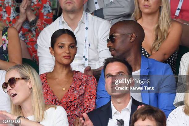 Alesha Dixon and Azuka Ononye attend day twelve of the Wimbledon Tennis Championships at the All England Lawn Tennis and Croquet Club on July 13,...