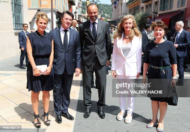 Laura Estrosi, Mayor of Nice Christian Estrosi, French Prime Minister Edouard Philippe, French Justice Minister Nicole Belloubet and...