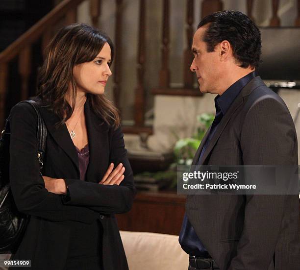 Dahlia Salem and Maurice Benard in a scene that airs the week of May 24, 2010 on Disney General Entertainment Content via Getty Images Daytime's...