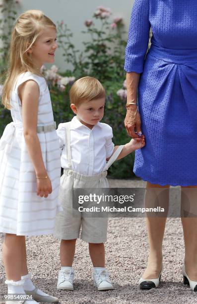 Princess Estelle of Sweden and Crown Prince Oscar of Sweden during the occasion of The Crown Princess Victoria of Sweden's 41st birthday celebrations...