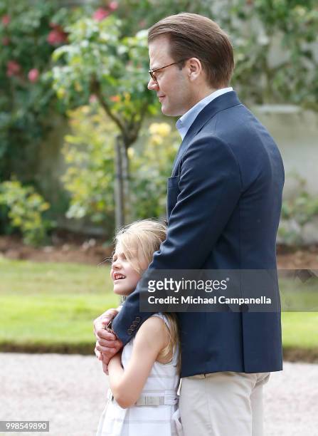 Prince Daniel of Sweden and Princess Estelle of Sweden during the occasion of The Crown Princess Victoria of Sweden's 41st birthday celebrations at...