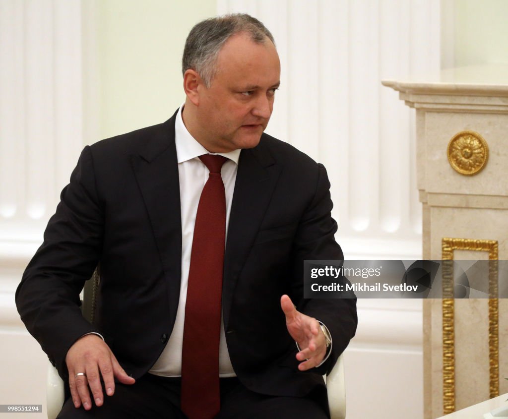 Russian President Vladimir Putin receives President of Moldova Igor Dodon at the Kremlin