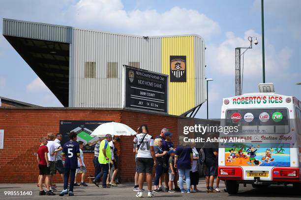 Fans line up for Ice Cream ahead of kick-off during a Pre-Season match between Notts County and Derby County at Meadow Lane Stadium on July 14, 2018...