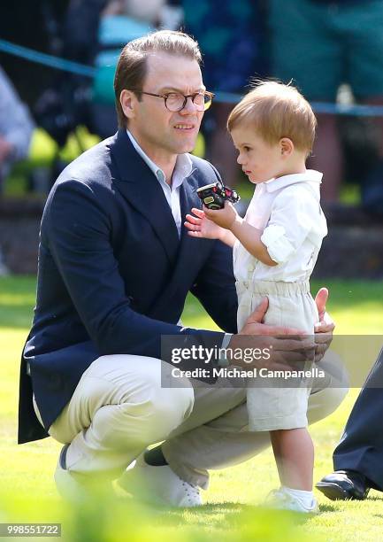 Prince Daniel of Sweden and Prince Oscar of Sweden during the occasion of The Crown Princess Victoria of Sweden's 41st birthday celebrations at...