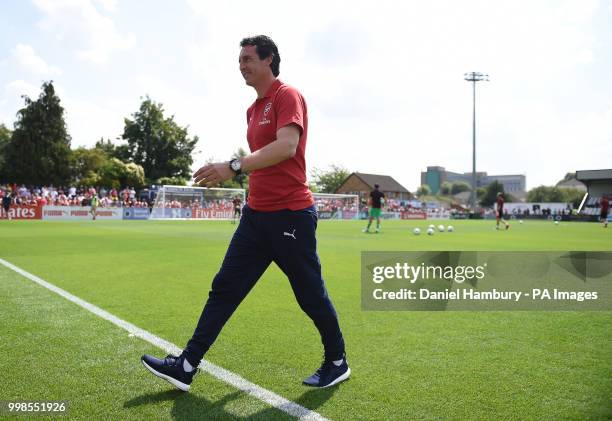 Arsenal manager Unai Emery before the pre-season match at Meadow Park, Boreham Wood.