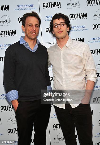 Seth Meyers and Andy Samberg attend SNL's Kristen Wiig's cover party hosted by Niche Media's Jason Binn at mad46 Rooftop Lounge - The Roosevelt Hotel...