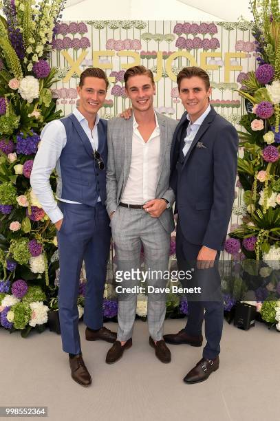 Huw Mitchell, Tommy Marr and Jack Padgett attend the Xerjoff Royal Charity Polo Cup 2018 on July 14, 2018 in Newbury, England.