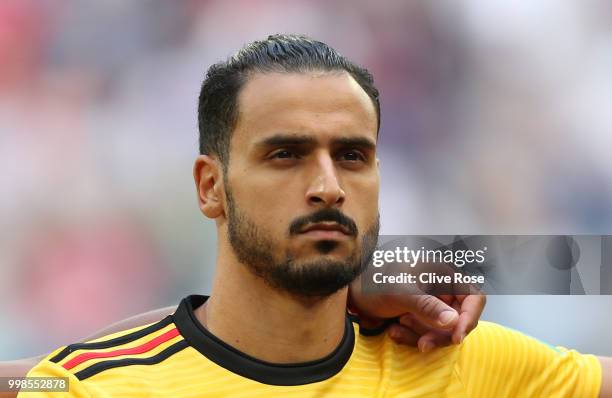 Nacer Chadli of Belgium looks on prior to the 2018 FIFA World Cup Russia 3rd Place Playoff match between Belgium and England at Saint Petersburg...