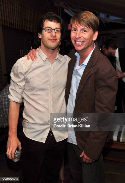 Andy Samberg and Jack McBrayer attend SNL's Kristen Wiig's cover party hosted by Niche Media's Jason Binn at mad46 Rooftop Lounge - The Roosevelt...