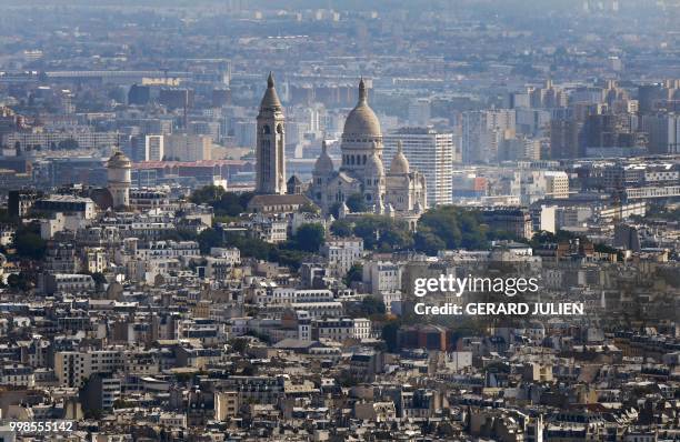 This aerial view taken on July 14 shows the Sacre Coeur Basilica on the Butte Montmartre, in Paris.