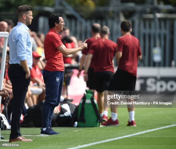 Arsenal manager Unai Emery during the pre-season match at Meadow Park, Boreham Wood.
