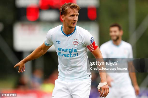 Luuk de Jong of PSV during the Club Friendly match between PSV v Neuchatel Xamax FCS on July 14, 2018 in Bagnes Switzerland