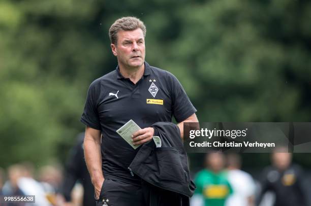 Head Coach Dieter Hecking of Borussia Moenchengladbach during the preseason friendly match between SC Weiche Flensburg and Borussia Moenchengladbach...