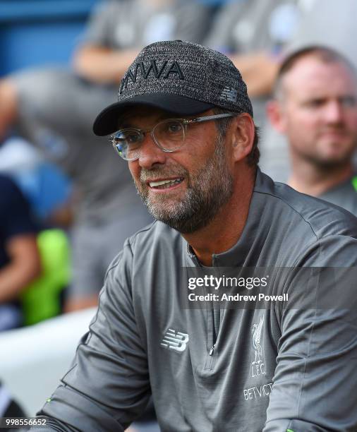 Jurgen Klopp manager of Liverpool during the Pre-Season friendly match between Bury and Liverpool at Gigg Lane on July 14, 2018 in Bury, England.