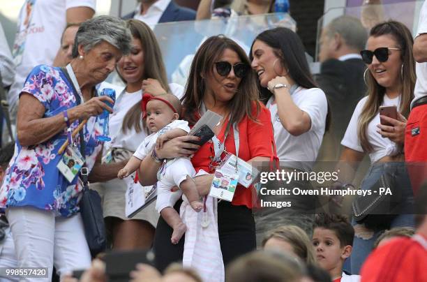 Nicky Pike, wife of Ashley Young in the stands before the FIFA World Cup third place play-off match at Saint Petersburg Stadium.