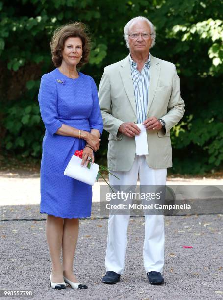 Queen Silvia of Sweden and King Carl Gustaf of Sweden during the occasion of The Crown Princess Victoria of Sweden's 41st birthday celebrations at...