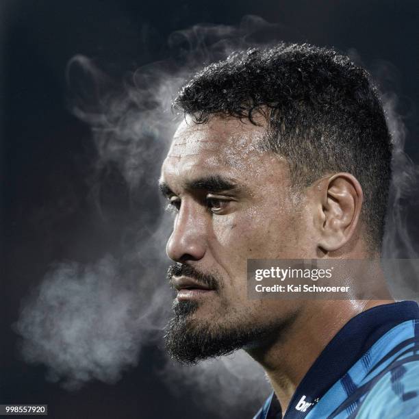 Jerome Kaino of the Blues looks on after the loss in the round 19 Super Rugby match between the Crusaders and the Blues at AMI Stadium on July 14,...