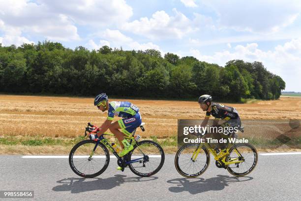 Marco Minnaard of The Netherlands and Team Wanty Groupe Gobert / Fabien Grellier of France and Team Direct Energie / during the 105th Tour de France...