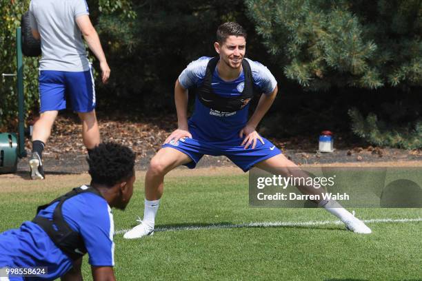 Jorginho of Chelsea during a training session at Chelsea Training Ground on July 14, 2018 in Cobham, England.