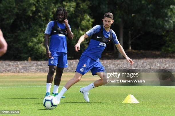 Jorginho of Chelsea during a training session at Chelsea Training Ground on July 14, 2018 in Cobham, England.