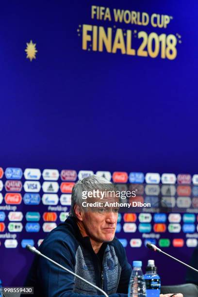 Didier Deschamps coach of France during Team France Press Conference ahead of the 2018 FIFA World Cup Final Match on July 14, 2018 in Moscow, Russia.