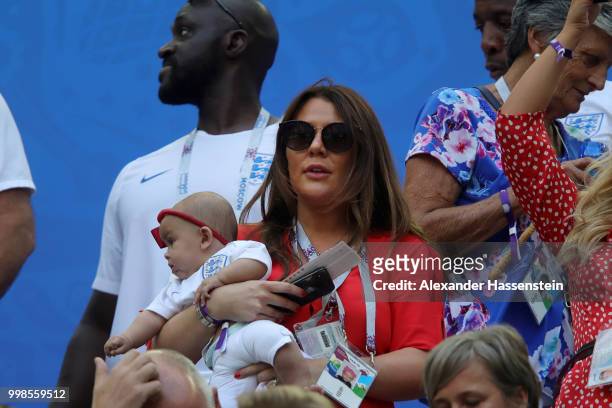 Ashley Young's wife Nicky Pike looks on prior to the 2018 FIFA World Cup Russia 3rd Place Playoff match between Belgium and England at Saint...