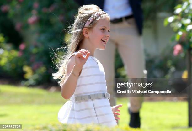 Princess Estelle of Sweden during the occasion of The Crown Princess Victoria of Sweden's 41st birthday celebrations at Solliden Palace on July 14,...