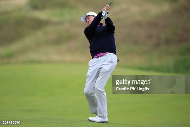 Des Smyth of Ireland in action during Day Two of the WINSTONgolf Senior Open at WINSTONlinks on July 14, 2018 in Schwerin, Germany.