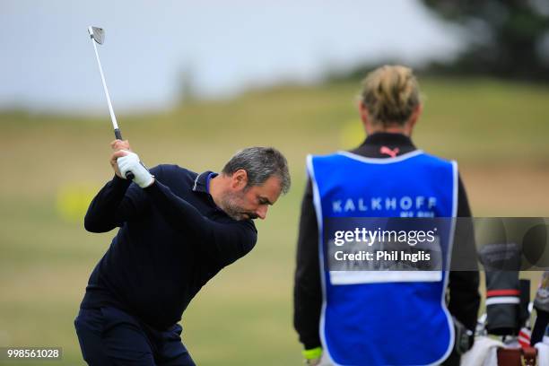 Jean Van De Velde of France in action during Day Two of the WINSTONgolf Senior Open at WINSTONlinks on July 14, 2018 in Schwerin, Germany.