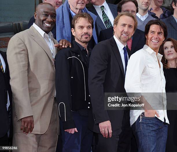 Actors Michael Clarke Duncan, Billy Bob Thornton, Nicolas Cage and Tom Cruise pose at the Handprint And Footprint Ceremony Honoring Producer Jerry...