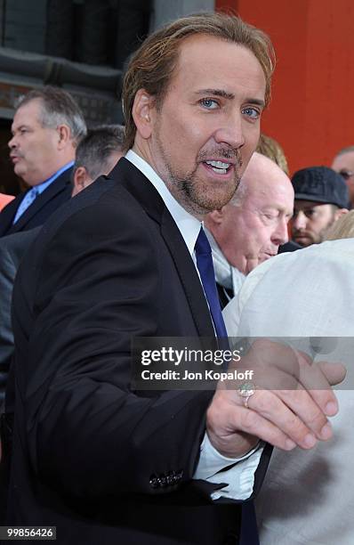 Actor Nicolas Cage attends the Handprint And Footprint Ceremony Honoring Producer Jerry Bruckheimer at Grauman's Chinese Theatre on May 17, 2010 in...