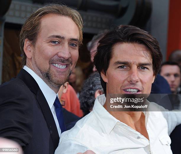 Actors Nicolas Cage and Tom Cruise attend the Handprint And Footprint Ceremony Honoring Producer Jerry Bruckheimer at Grauman's Chinese Theatre on...