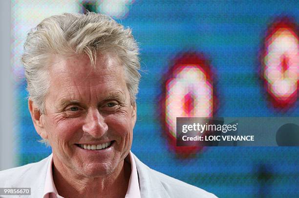 Actor Michael Douglas attends Canal Plus TV program "Le Grand Journal" on May 15, 2010 in Cannes, at the 63rd Cannes Film Festival. AFP PHOTO / LOIC...