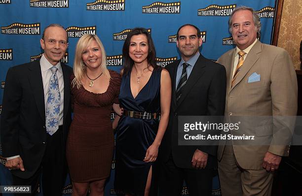 Joe Pizza, Lauren Pizza, Carla Simonian, Greg Simonian and Stewart F. Lane attend the Theatre Museum Awards at The Players Club on May 17, 2010 in...