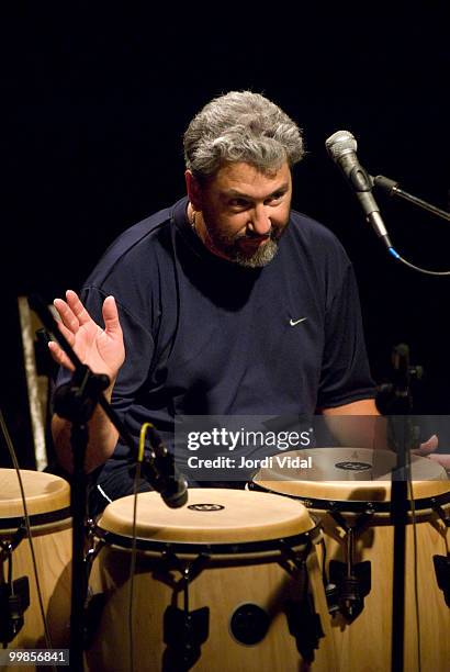 Luis Conte performs on stage at Sala Clap on June 14, 2006 in Mataro, Spain.