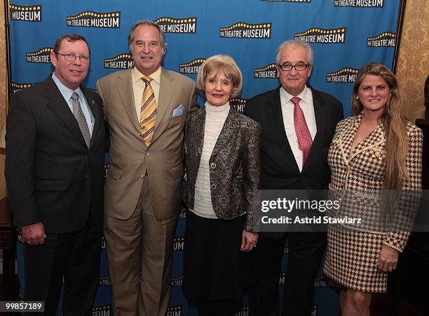 Willie Walters, Stewart F. Lane, Helen Marie Guditis Jim Heinze and Bonnie Comley attend the Theatre Museum Awards at The Players Club on May 17,...