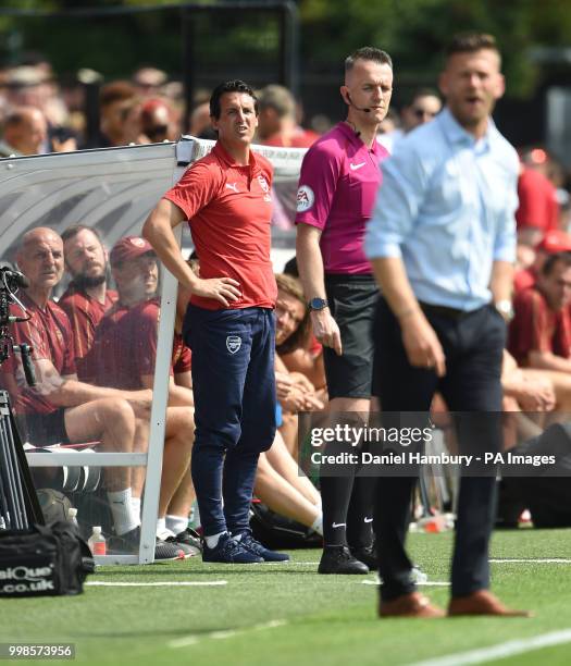 Arsenal manager Unai Emery during the pre-season match at Meadow Park, Boreham Wood.