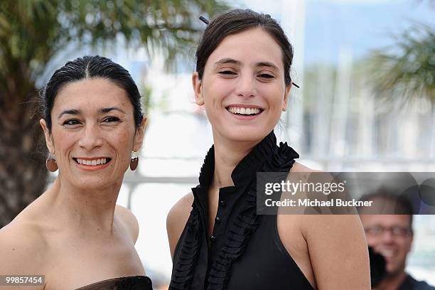 Actresses Eva Bianco and Victoria Raposo attend the "Los Labios" Photocall at the Palais des Festivals during the 63rd Annual Cannes Film Festival on...