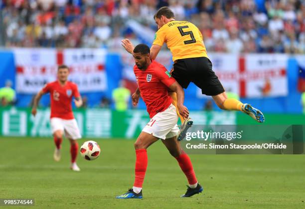 Ruben Loftus-Cheek of England and Jan Vertonghen of Belgium during the 2018 FIFA World Cup Russia 3rd Place Playoff match between Belgium and England...