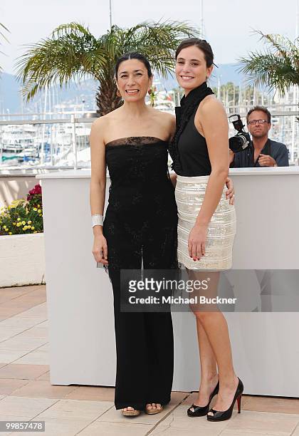 Actresses Eva Bianco and Victoria Raposo attend the "Los Labios" Photocall at the Palais des Festivals during the 63rd Annual Cannes Film Festival on...