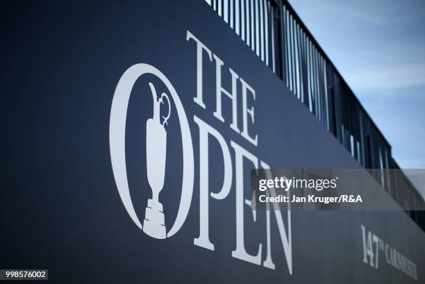 General view of the 18th grandstand ahead of the 147th Open Championship at Carnoustie Golf Club on July 14, 2018 in Carnoustie, Scotland.