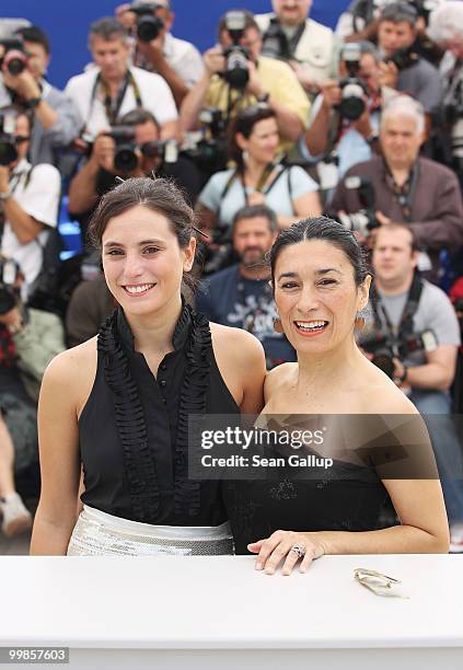 Actresses Eva Bianco and Victoria Raposo attend the "Los Labios" Photocall at the Palais des Festivals during the 63rd Annual Cannes Film Festival on...