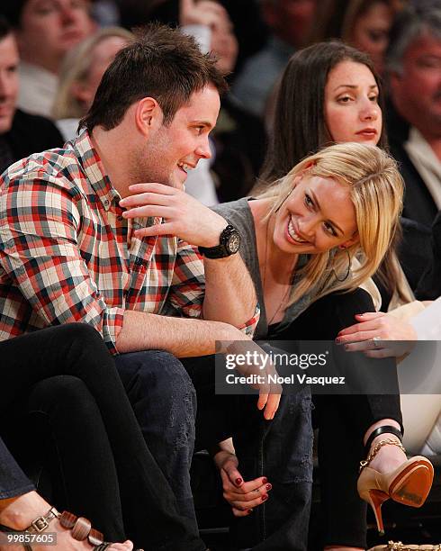 Hilary Duff and Mike Comrie attend Game One of the Western Conference Finals between the Phoenix Suns and the Los Angeles Lakers during the 2010 NBA...