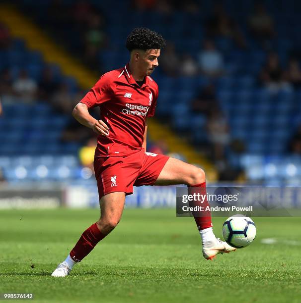 Curtis Jones of Liverpool during the Pre-Season friendly match between Bury and Liverpool at Gigg Lane on July 14, 2018 in Bury, England.