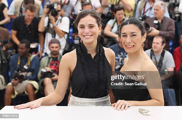 Actresses Eva Bianco and Victoria Raposo attend the "Los Labios" Photocall at the Palais des Festivals during the 63rd Annual Cannes Film Festival on...