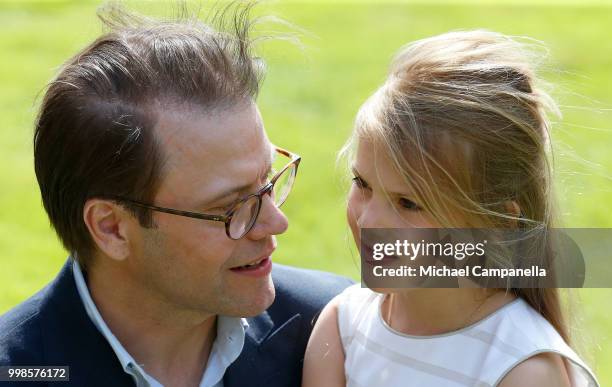 Prince Daniel of Sweden and Princess Estelle of Sweden during the occasion of The Crown Princess Victoria of Sweden's 41st birthday celebrations at...